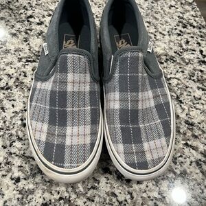 Vans Gray Plaid platform Slip-On Shoes